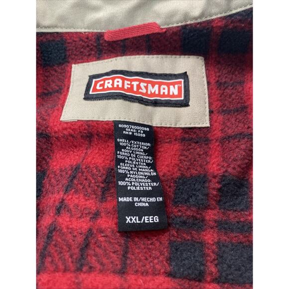 Craftsman Jacket Mens XXL Brown Tan Flannel Lined Chore Barn Canvas Shacket - Picture 2 of 6